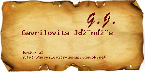 Gavrilovits Jónás névjegykártya